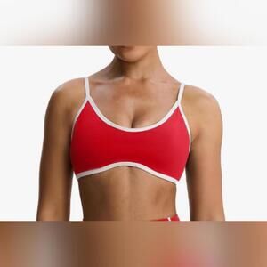 NWOT Aoxjox Color Block Workout Athletic Yoga Sports Bra, Racing Red/White, S